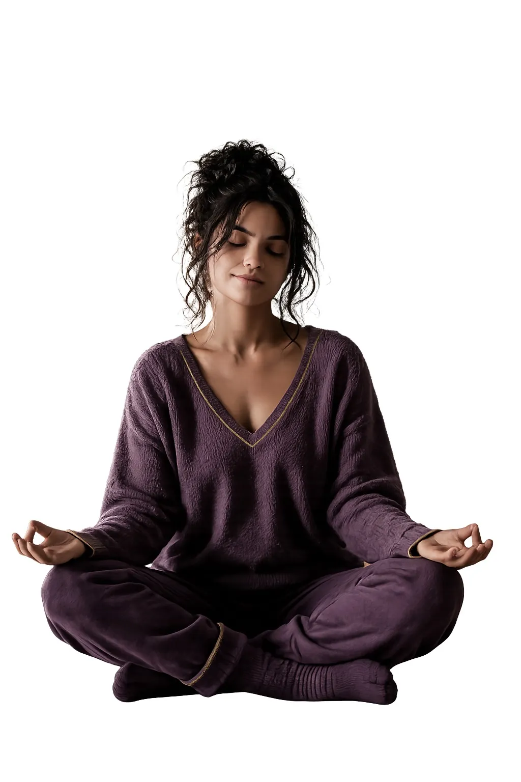 Mujer meditando en calma